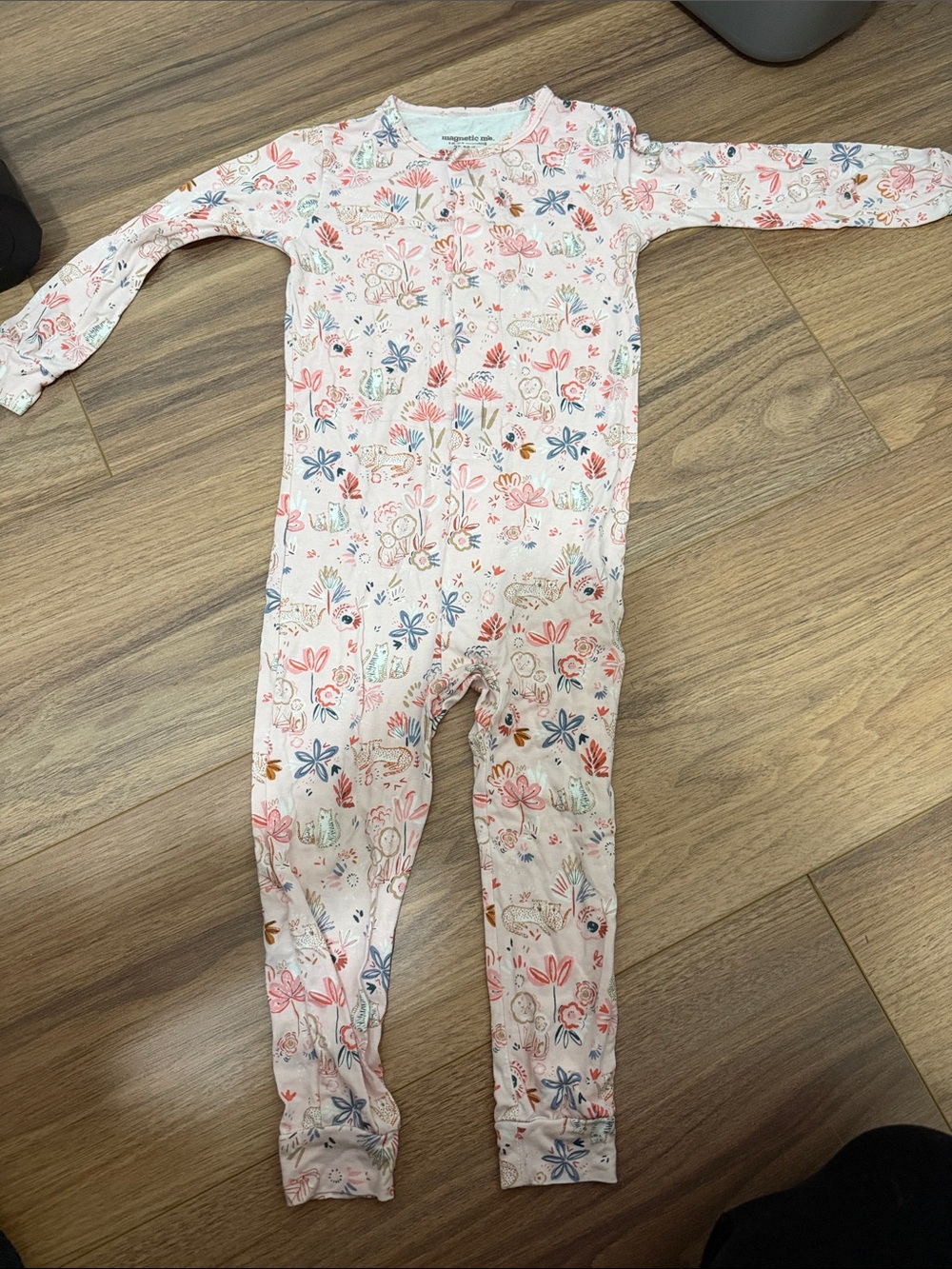 Magnetic Me Floral Bunny One-Piece Footie in Pink and Blue